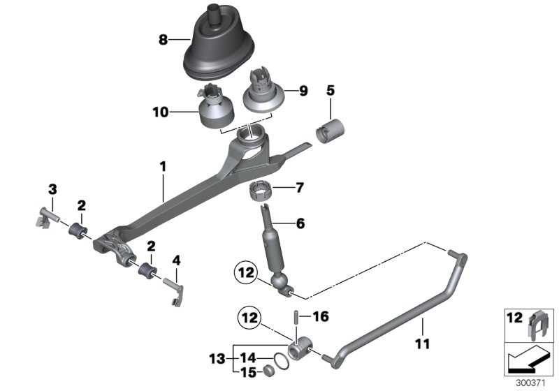 Механизм переключения передач МКПП для BMW F25 X3 20iX N20 (схема запчастей)