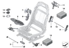 Сиденье Пд, э/оборудование и приводы для BMW F10N 535i N55 (схема запасных частей)
