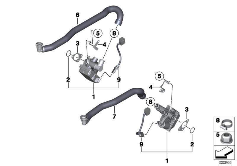 Капан х.х./трубопровод клапана х.х. для BMW E60 M5 S85 (схема запчастей)