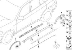 Накладка M порог / арка колеса для BMW E70 X5 3.0si N52N (схема запасных частей)