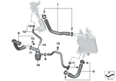 Трубопроводы охлаждающей жидкости для BMW K52 R 1200 RT (0A03, 0A13) 0 (схема запасных частей)