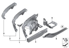 Колесная ниша/лонжерон для BMW F10N 550i N63N (схема запасных частей)