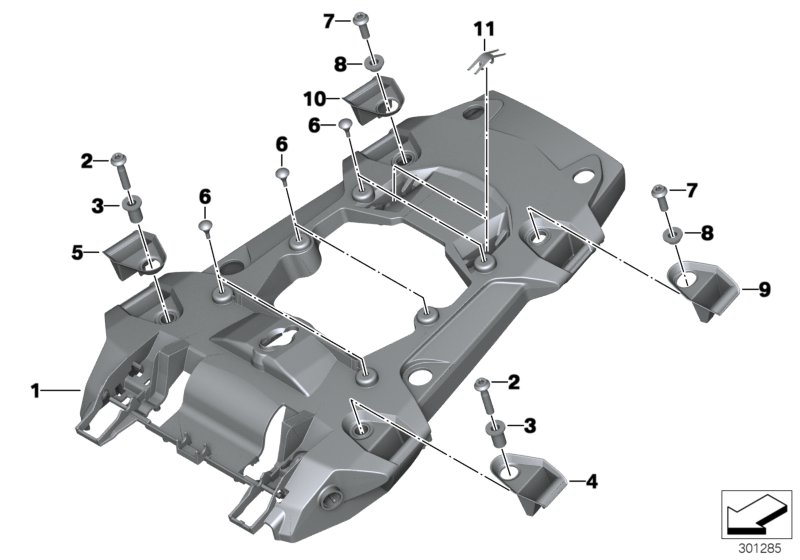 Деталь заднего кронштейна для MOTO K50 R 1250 GS 19 (0J91, 0J93) 0 (схема запчастей)