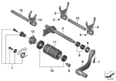 Детали механизма ПП 5-ступ. КПП для MOTO K16 G 450 X (0145) 0 (схема запасных частей)