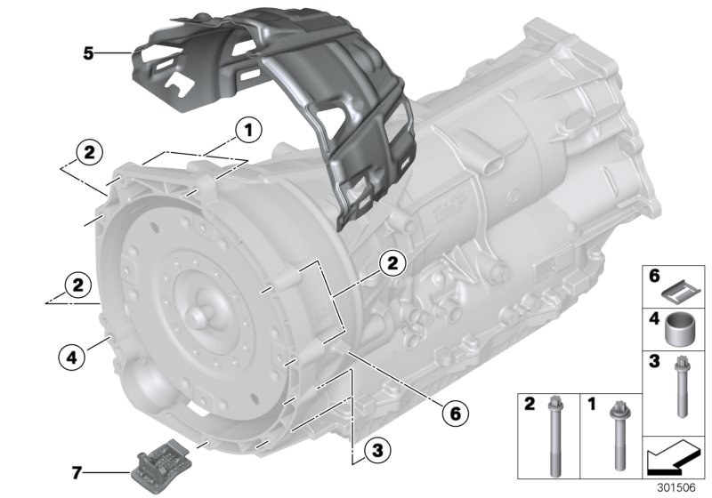 Крепление/дополнит.элементы КПП для BMW F31 320dX N47N (схема запчастей)