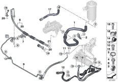 Маслопроводы гидроусилителя рул.управл. для BMW E70 X5 4.8i N62N (схема запасных частей)