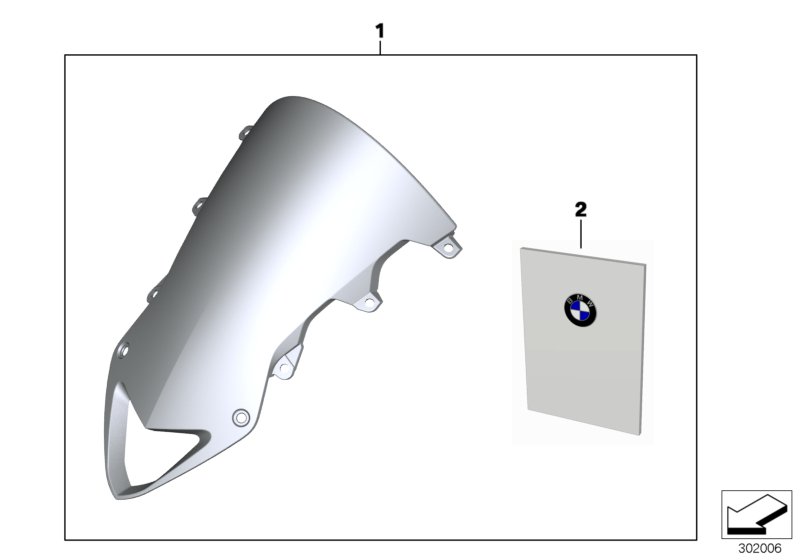 Ветрозащитный щиток высокий, тониров. для BMW K46 S 1000 RR 12 (0524,0534) 0 (схема запчастей)