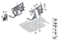Дополнительные элементы моторного отсека для BMW F01N 750iX N63N (схема запасных частей)