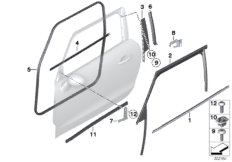 Накладки и уплотнения двери Пд для BMW R61 Cooper SD N47N (схема запасных частей)