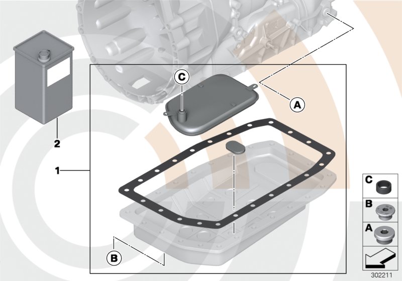 К-т для замены масла АКПП для BMW E46 320Ci M54 (схема запчастей)