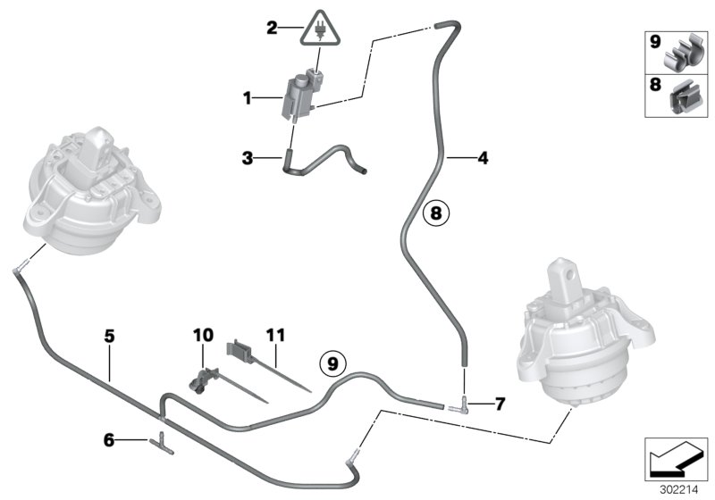 Вакуумное упр.подушкой крепления двиг. для BMW F32 430d N57N (схема запчастей)