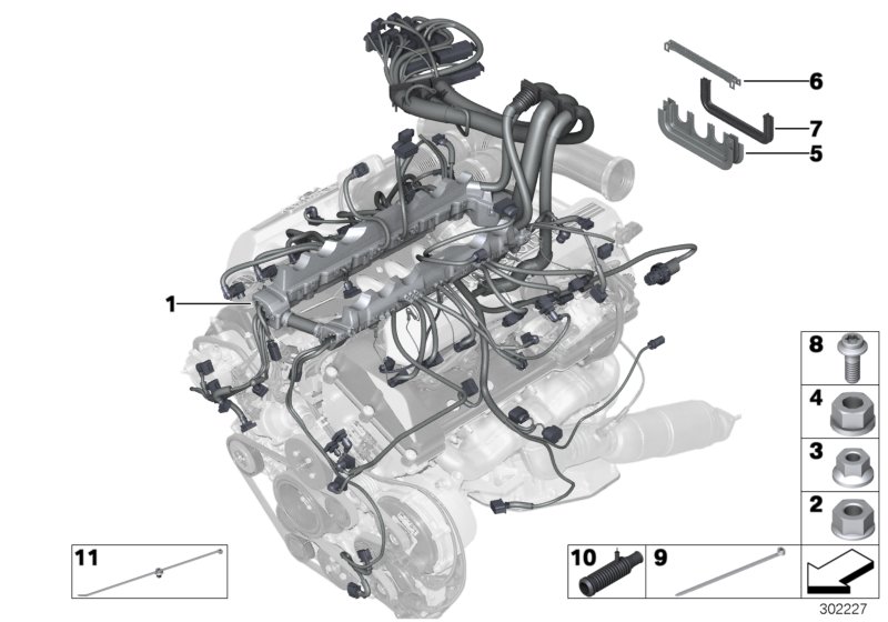 жгут проводов двигателя для BMW RR2 Drophead N73 (схема запчастей)