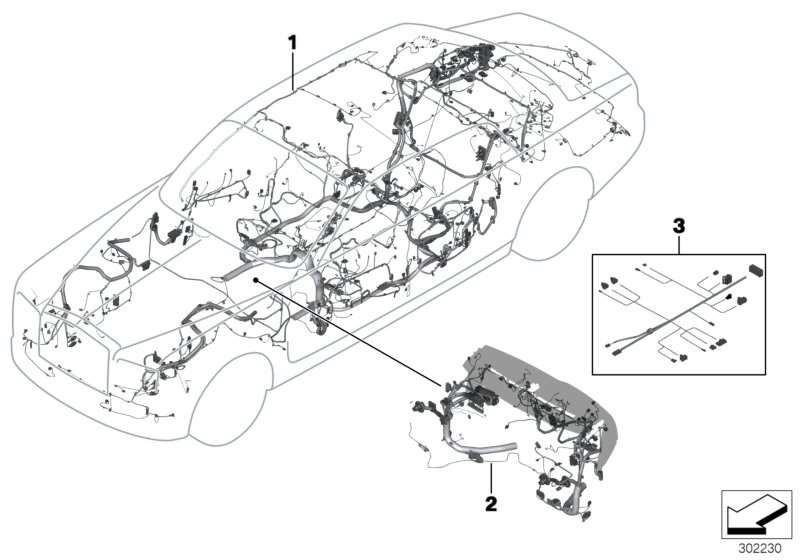 Основной жгут проводов для BMW RR1N Phantom EWB N73 (схема запчастей)