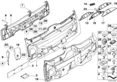 Облицовка багажной двери Нж для BMW E39 530d M57 (схема запасных частей)