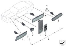 Доп.указ.повор./боковой габ.фонарь для BMW RR1N Phantom EWB N73 (схема запасных частей)