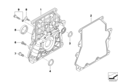 Крышка блока ГРМ для BMW R53 Cooper S W11 (схема запасных частей)
