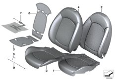 Набивка и обивка передн.сиденья для MINI R61 Cooper D ALL4 2.0 N47N (схема запасных частей)