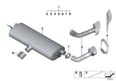 Система глушителей для BMW E71 X6 35iX N55 (схема запасных частей)