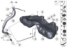Топливный бак/дополнительные элементы для BMW F02 730Ld N57 (схема запасных частей)