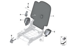 Накладки подушки заднего сиденья для MINI R61 JCW ALL4 N18 (схема запасных частей)