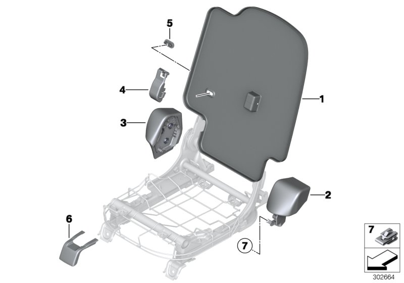 Накладки подушки заднего сиденья для MINI R61 Cooper SD N47N (схема запчастей)
