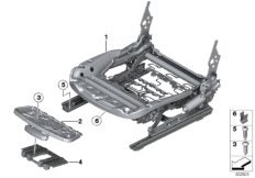 Каркас подушки переднего сиденья для BMW F26 X4 20iX N20 (схема запасных частей)