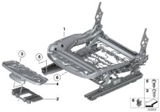 Каркас подушки переднего сиденья для BMW F26 X4 20iX N20 (схема запасных частей)