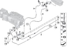 Трубопроводы хладагента под днищем для BMW F30 Hybrid 3 N55 (схема запасных частей)