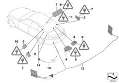 Детали разнесенной антенны для BMW F03N 750LiS N63 (схема запасных частей)