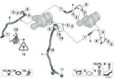 Система охлаждения-турбонагнетатель для BMW E71 X6 50iX N63 (схема запасных частей)