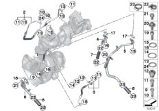 Смазочная система турбонагнетателя для BMW F02N 750LdX N57X (схема запасных частей)