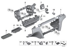 Доп.элементы панели приборов Нж. для BMW F01N 750iX N63N (схема запасных частей)