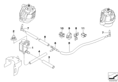 Вакуумное упр.подушкой крепления двиг. для BMW E91N 325i N53 (схема запасных частей)