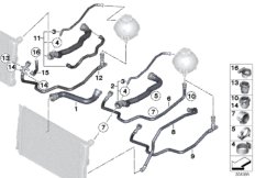 Водяной шланг системы охлаждения для BMW F25 X3 18d N47N (схема запасных частей)