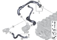 Водяной шланг системы охлаждения для BMW F87 M2 N55 (схема запасных частей)