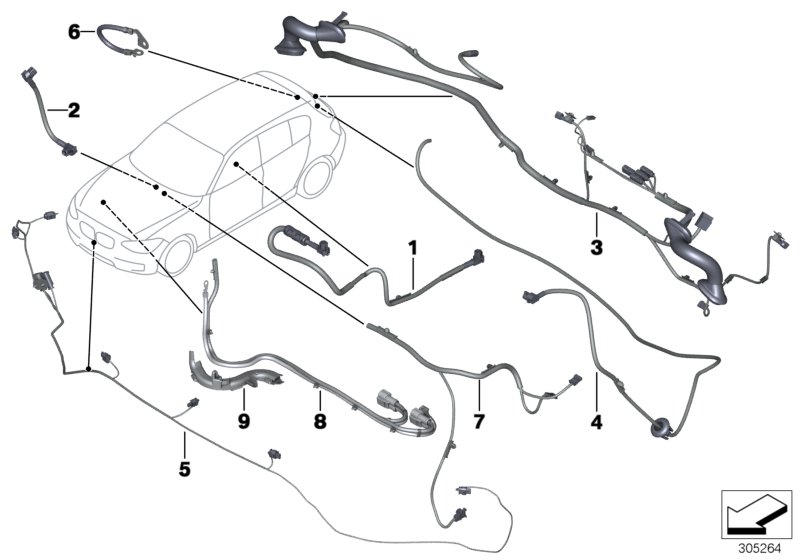 Различные дополнительные жгуты проводов для BMW MOSP M235i Racing N55 (схема запчастей)