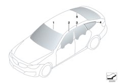 Остекление для BMW F36 420dX N47N (схема запасных частей)