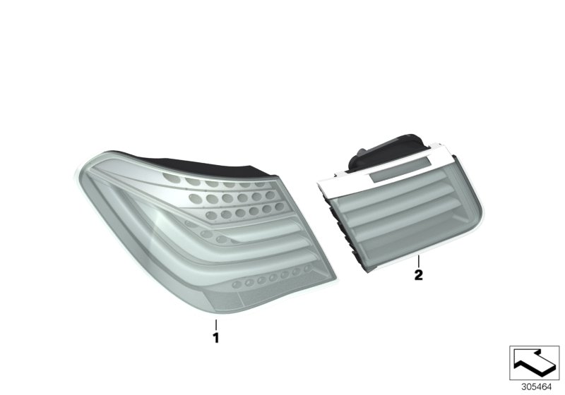 Переосн.блока задних фонарей Facelift для BMW F02 730Ld N57 (схема запчастей)