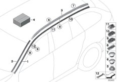 Декоративная планка крыши/леер для BMW F11N 535dX N57Z (схема запасных частей)