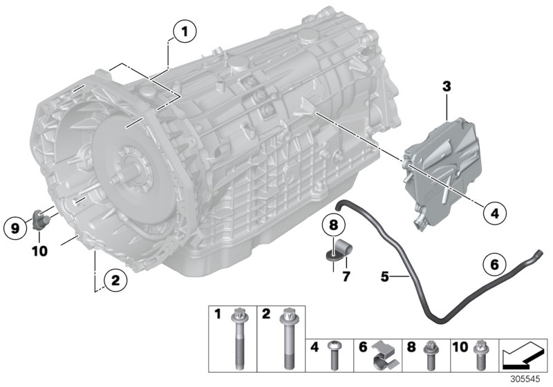 Крепление/дополнит.элементы КПП для BMW E72 Hybrid X6 N63 (схема запчастей)
