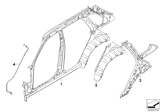 Детали бокового каркаса для BMW E70 X5 M S63 (схема запасных частей)