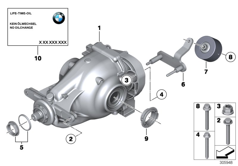 редуктор главной передачи для BMW RR4 Ghost EWB N74R (схема запчастей)
