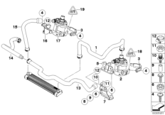 Шланги сист.охл.надд.воздуха доп.WAPU для BMW E71 X6 M S63 (схема запасных частей)