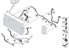 Шланги системы охлаждения для BMW F32 435iX N55 (схема запасных частей)