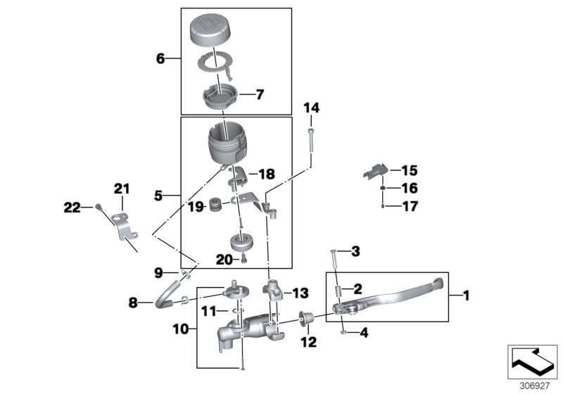 Детали арматуры ручного тормоза для MOTO K72 F 650 GS (0218,0228) 0 (схема запчастей)