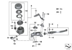 Детали арматуры ручного тормоза для BMW K71 F 800 S (0216,0226) 0 (схема запасных частей)