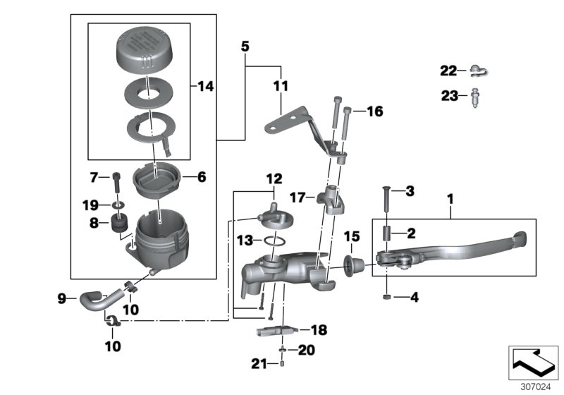Детали арматуры ручного тормоза для MOTO K71 F 800 ST (0234,0244) 0 (схема запчастей)