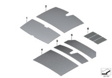 Звукоизоляция крыши для BMW F10N 530dX N57N (схема запасных частей)
