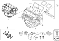 Детали корпуса автом.кондиционера Denso для BMW E91N 320xd N47N (схема запасных частей)