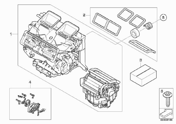 Детали корпуса автом.кондиционера Valeo для BMW E91 320i N43 (схема запчастей)